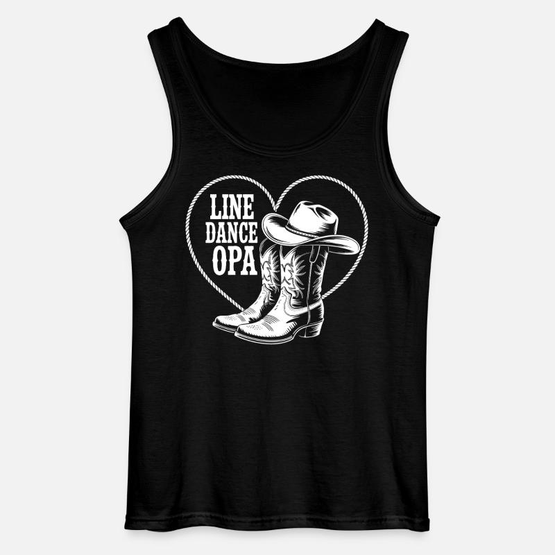Line Dance Opa Cowboy Boots Herz - Gildan Männer Tank Top - Schwarz