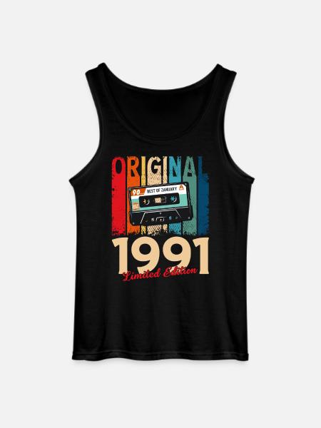35th Birthday Cassette January 1991 - Gildan Men’s Tank Top - black
