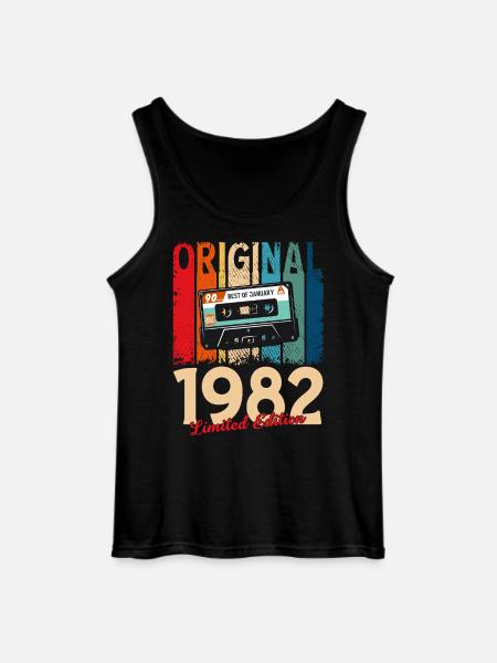 44th Birthday Cassette January 1982 - Gildan Men’s Tank Top - black