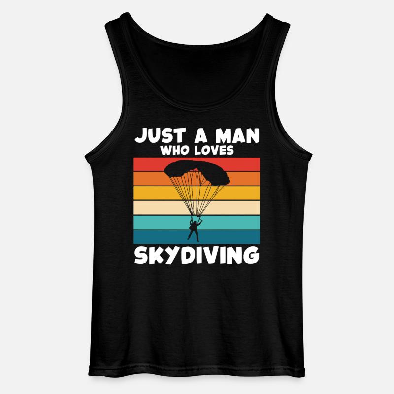Fallschirmsport Retro Regenbogen - Gildan Männer Tank Top - Schwarz