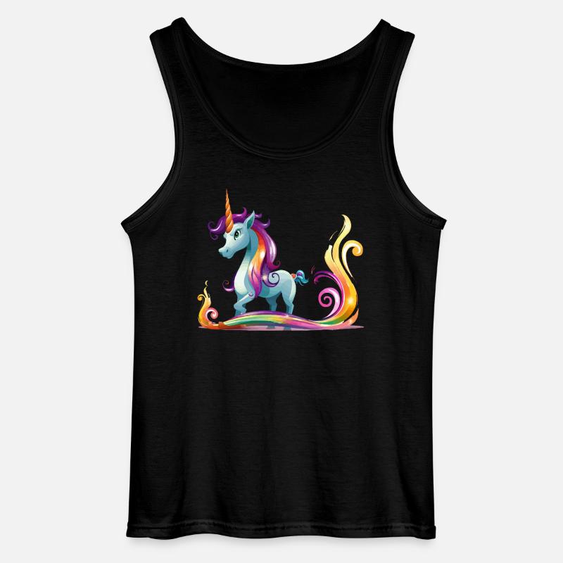 Regenbogen-Einhorn Farbströme - Gildan Männer Tank Top - Schwarz