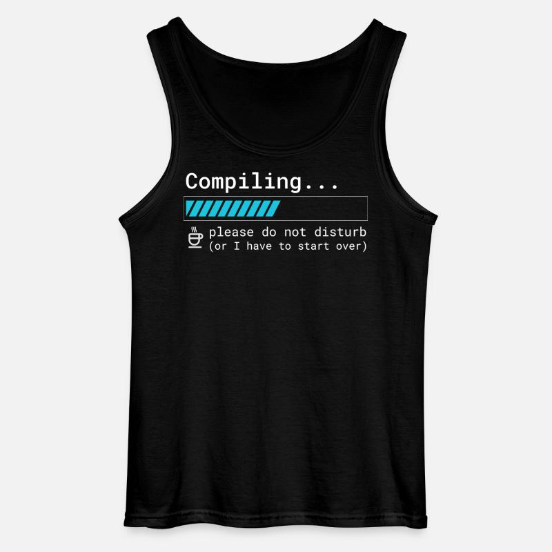 Funny Programmer T-Shirt - Compiling Please - Gildan Men’s Tank Top - black