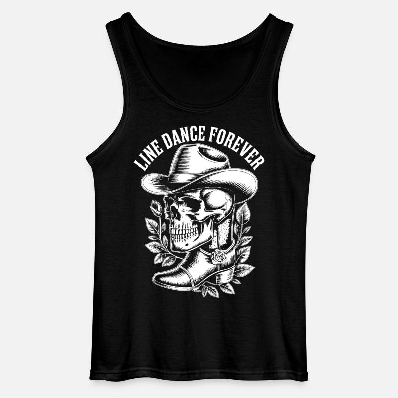 Line Dance Forever Skull - Gildan Men’s Tank Top - black