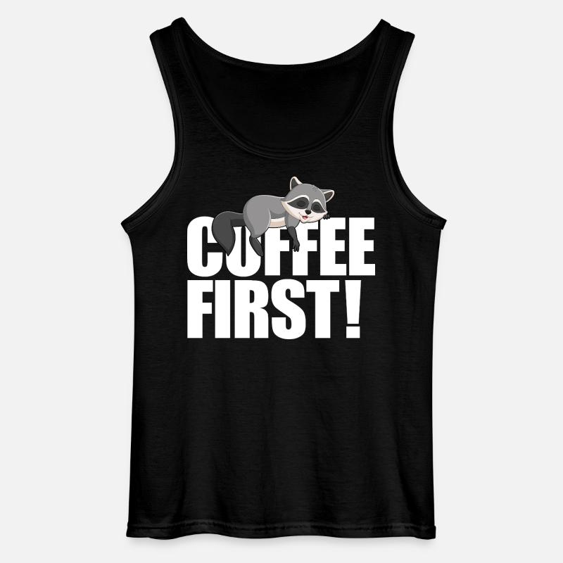 Waschbärkaffee zuerst - Gildan Männer Tank Top - Schwarz