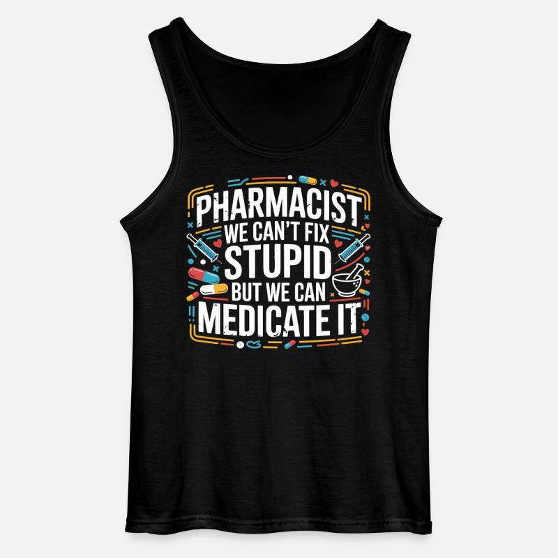 Apothekerwitz: Medikation statt Dummheit - Gildan Männer Tank Top - Schwarz
