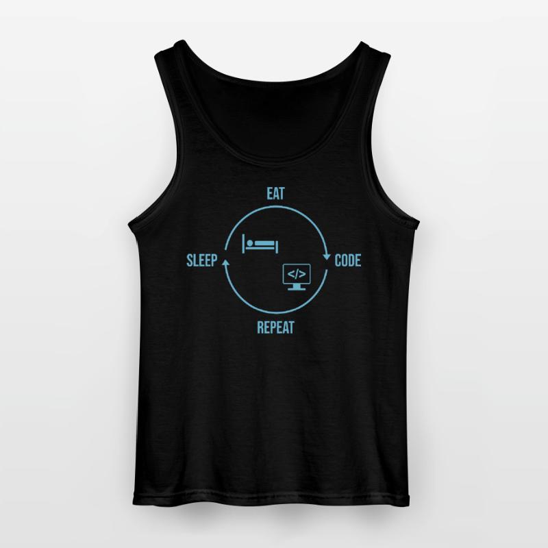 Eat Sleep Code Repeat - Programmer Cycle Gildan Men’s Tank Top