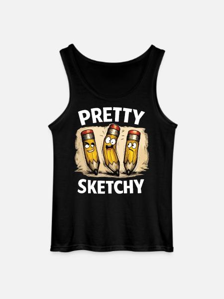 Pretty Sketchy Pretty Sketchy Pencils - Gildan Men’s Tank Top - black