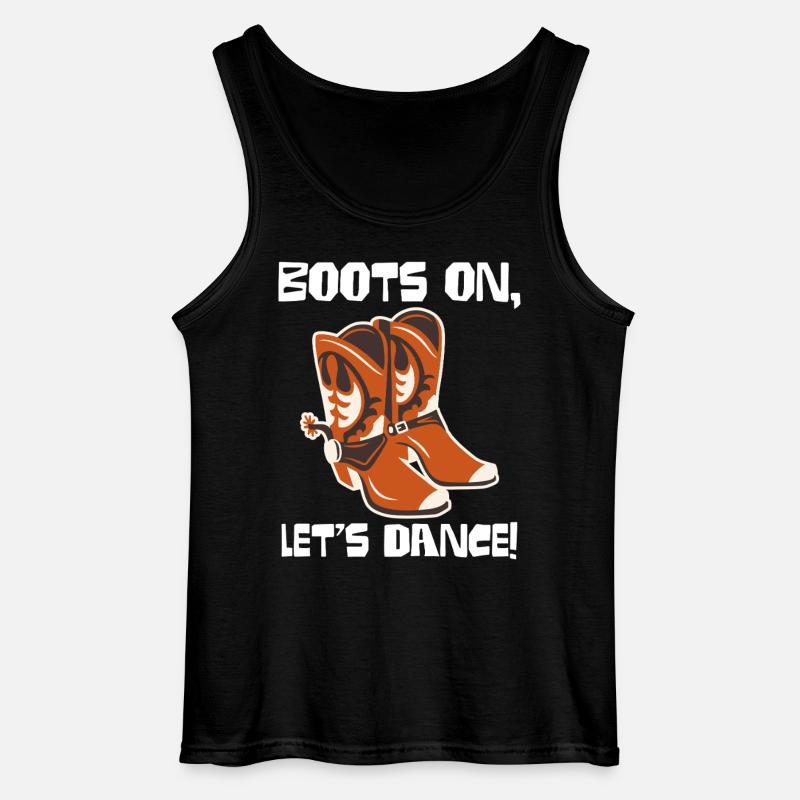 Boots On: Dancing Cowboy Boots - Gildan Men’s Tank Top - black