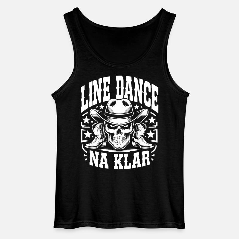 Line Dance Skull Cowboy - Gildan Männer Tank Top - Schwarz
