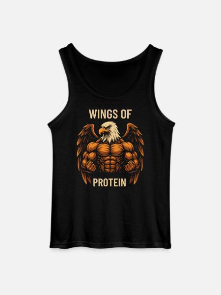 Wings of the protein power eagle - Gildan Men’s Tank Top - black