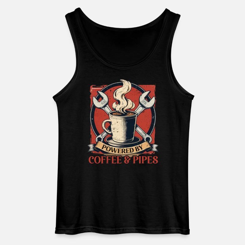 Pipelayers Powered By Coffee & Pipes - Gildan Men’s Tank Top - black