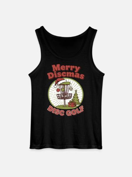 Merry Discmas Disc Golf Funny Flying Disc Basket - Gildan Men’s Tank Top - black
