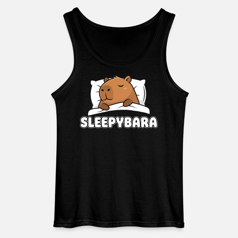 Sleepybara - Cute Sleeping Capybara - Gildan Men’s Tank Top - black