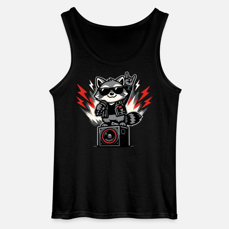 Retro Waschbär Rock Musik Geschenk - Gildan Männer Tank Top - Schwarz