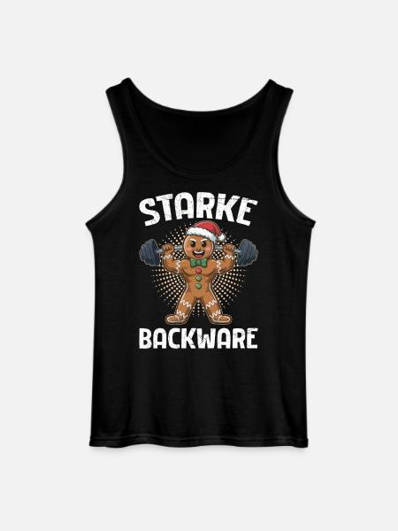 Gingerbread Man STARKE BACKWARE Funny - Gildan Men’s Tank Top - black