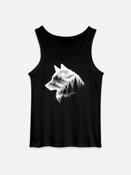 Ulv, Skov, Natur, Vildmark, Udendørs, Dyr - Gildan tanktop til mænd - sort