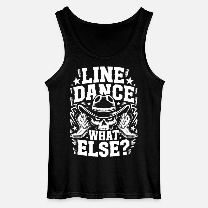 Line Dance Skull Cowboy Logo - Gildan Men’s Tank Top - black