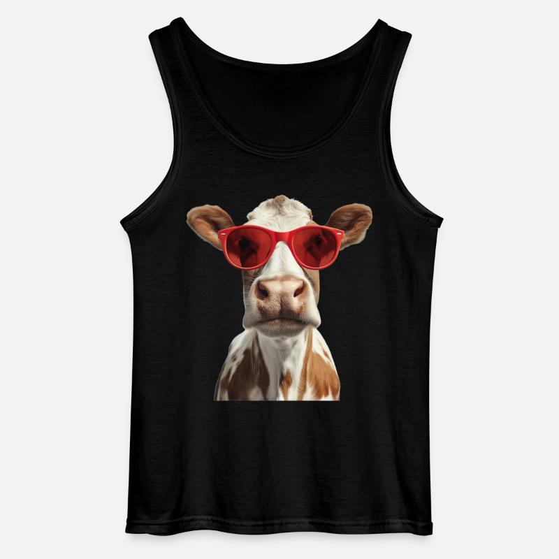 Kuh mit Sonnenbrille - Gildan Männer Tank Top - Schwarz