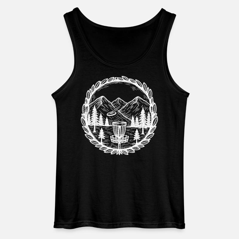 Disc Golf Bergszene Fliegender Disc-Korb - Gildan Männer Tank Top - Schwarz