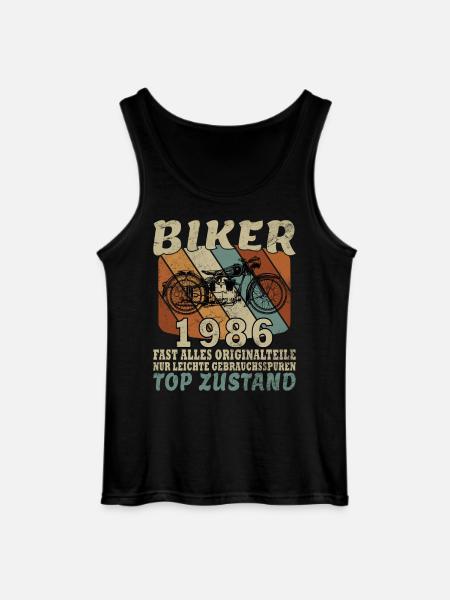 Vintage 1986 Born Motorcycle Birthday Gift - Gildan Men’s Tank Top - black