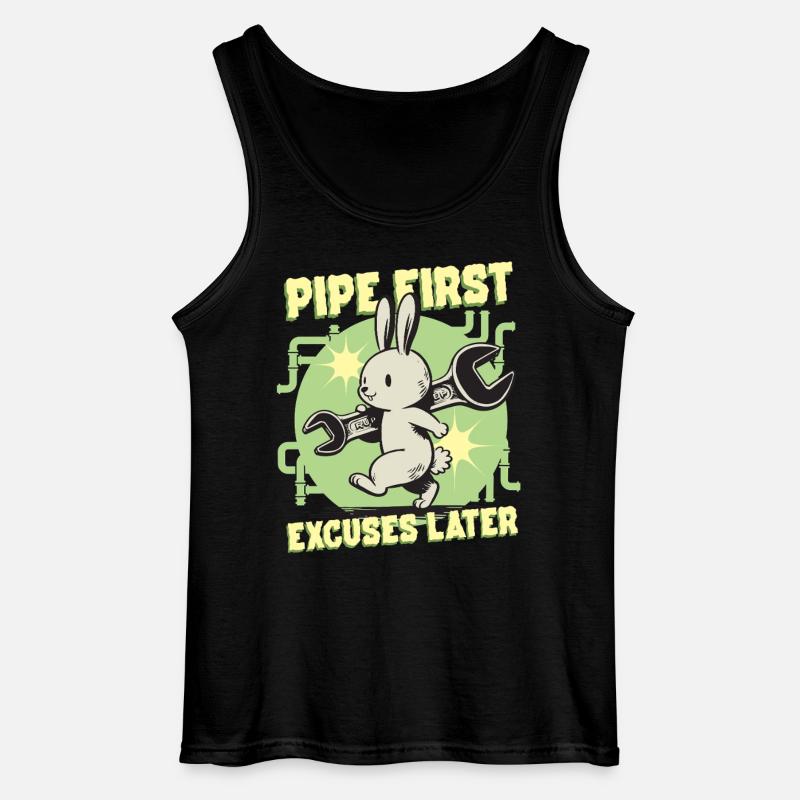 Pipelayer Pipe Builder Pipe First - Gildan Men’s Tank Top - black