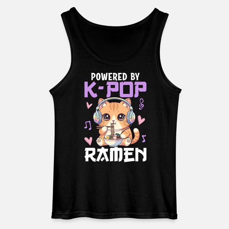 Powered By K-Pop Ramen - Gildan Männer Tank Top - Schwarz