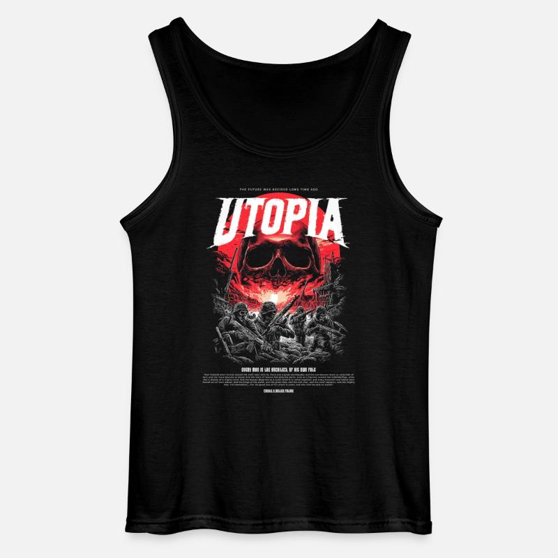 Utopia Crâne Rouge de Feu - Débardeur Gildan Homme - noir