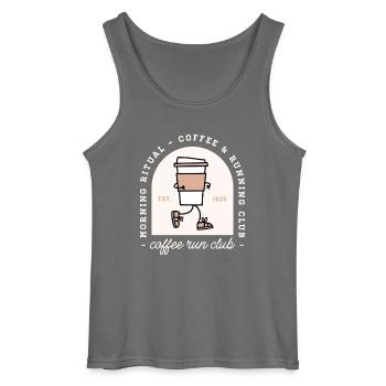Lustiger Kaffee und Laufliebhaber führen den Club - Gildan Männer Tank Top - Anthrazit - Vorne - AI Model Male 185 dark (185cm)