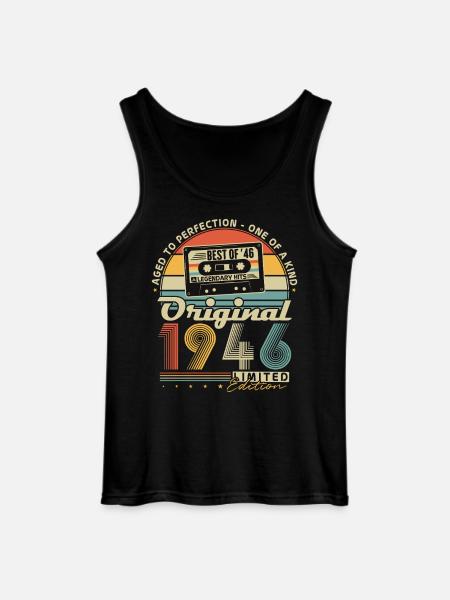 1946 Vintage 80th Birthday Gift Retro - Gildan Men’s Tank Top - black