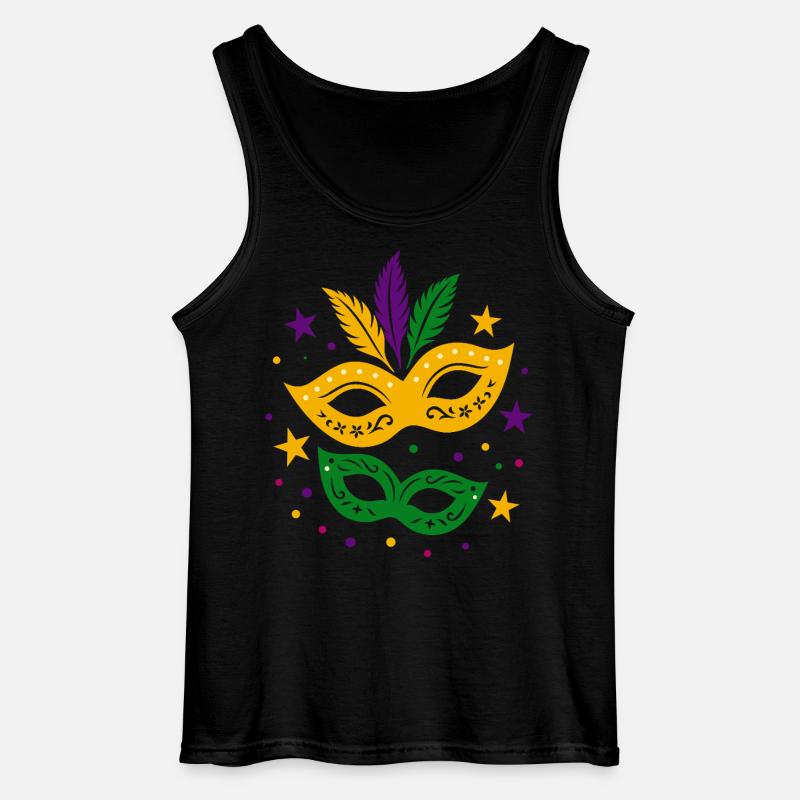 Karneval Masken mit Sternen & bunten Federn - Gildan Männer Tank Top - Schwarz