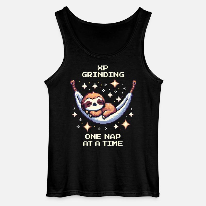 Grinding XP with Naps | Sloth - Gildan Men’s Tank Top - black