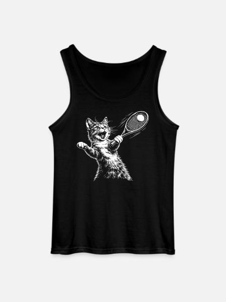 Funny Cat Tennis - Gildan Men’s Tank Top - black