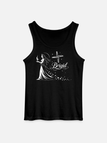 Imbolc Celtic Goddess Brigid with Flame - Gildan Men’s Tank Top - black