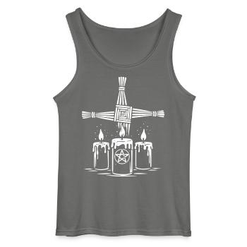 Croix d’Imbolc Brigid avec des bougies rituelles - Débardeur Gildan Homme - charbon - Devant - AI Model Male 185 dark (185cm)