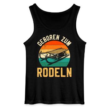Bob Fahrer GEBOREN ZUM RODELN LUSTIG - Gildan Männer Tank Top - Schwarz - Vorne - AI Model Male 185 dark (185cm)