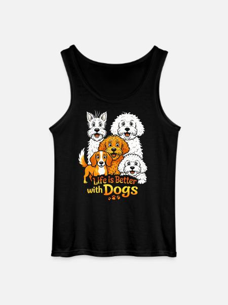 Life is Better with Dogs - Gildan Männer Tank Top - Schwarz