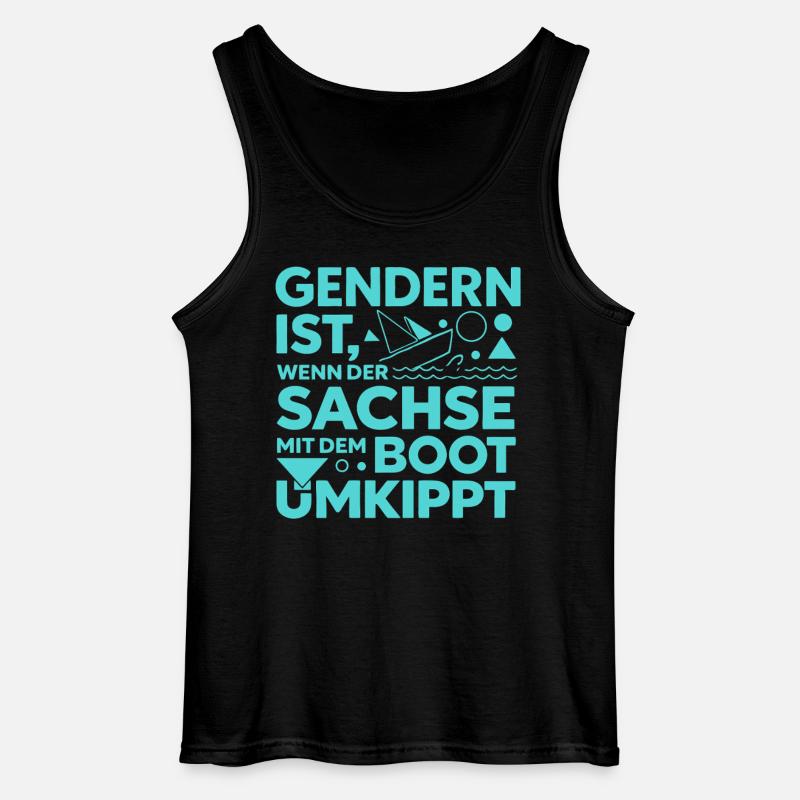 Gendern Saxon Boot Overturns Dialect Joke - Gildan Men’s Tank Top - black