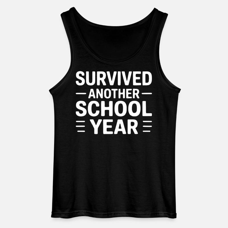 Survived Another School Year Statement - Gildan Men’s Tank Top - black