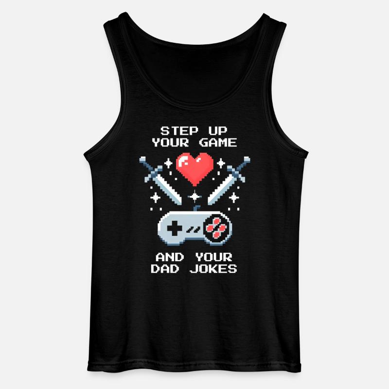 Level up & Papa-Witze | Bonuspapa Patchwork - Gildan Männer Tank Top - Schwarz