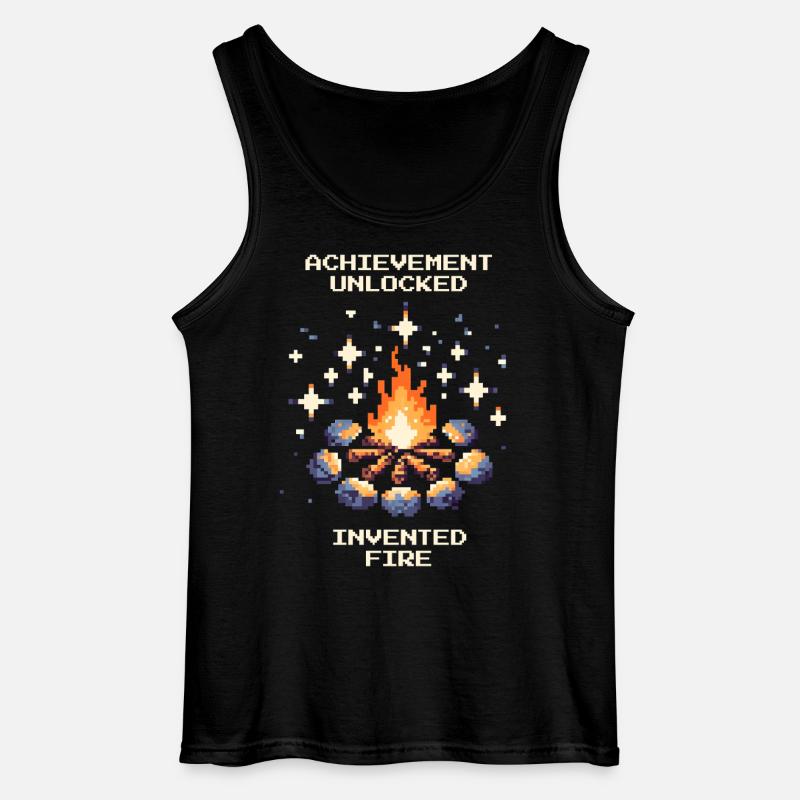 Fire Invented | Stone Age caveman - Gildan Men’s Tank Top - black