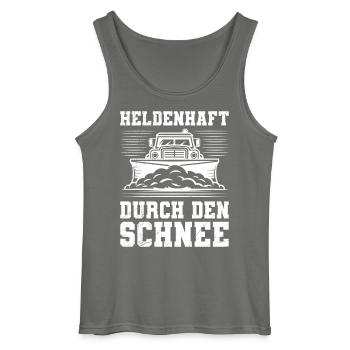 Schneeräumen HELDENHAFT DURCH DEN SCHNEE - Gildan Männer Tank Top - Anthrazit - Vorne - AI Model Male 185 dark (185cm)