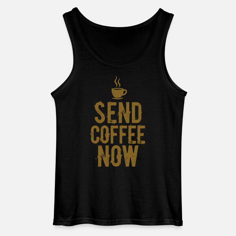 Send Coffee Now Kaffee Koffein Spruch - Gildan Männer Tank Top - Schwarz