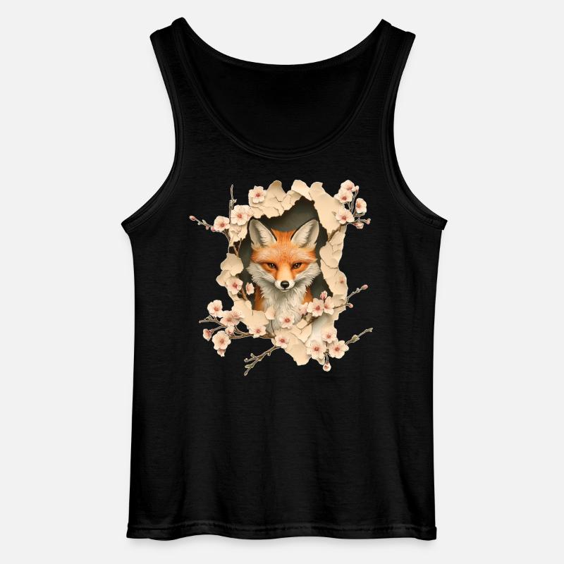 Fuchs mit Kirschblüten - Gildan Männer Tank Top - Schwarz