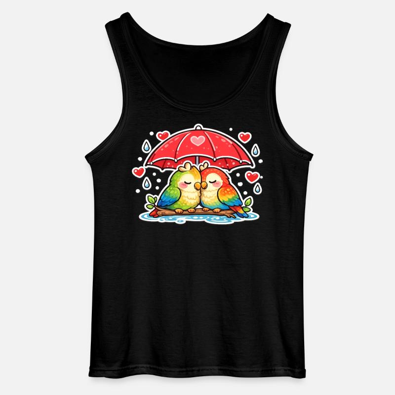 Herzpaar unter Regenschirm papagei - Gildan Männer Tank Top - Schwarz
