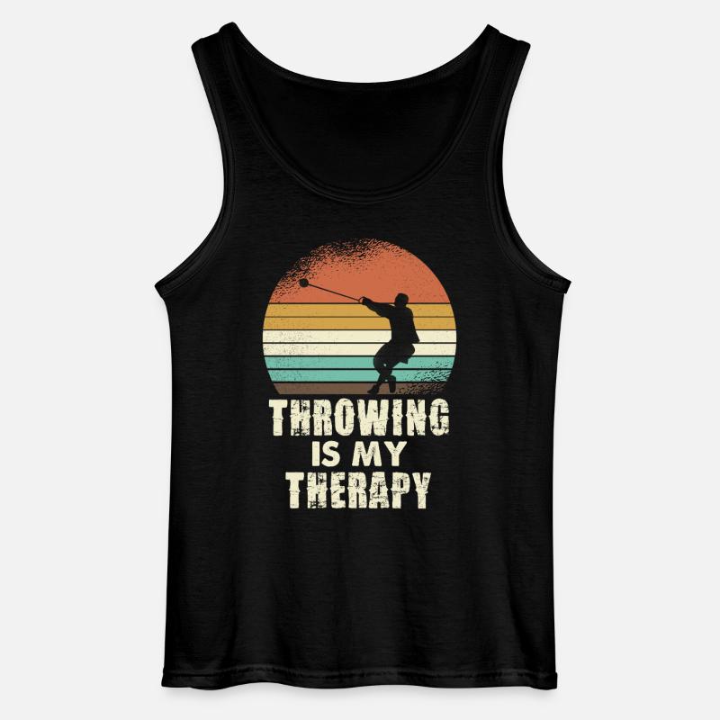 Throwing Therapy Retro Sunset - Gildan Men’s Tank Top - black