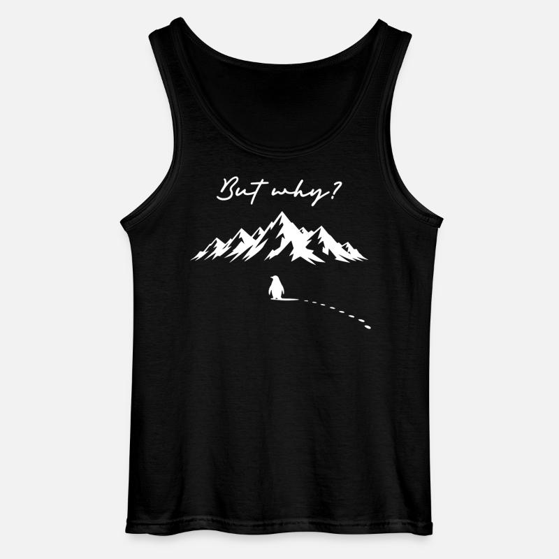 Pinguin Meme But why? Schneespur Eisberg Antarktis - Gildan Men’s Tank Top - black