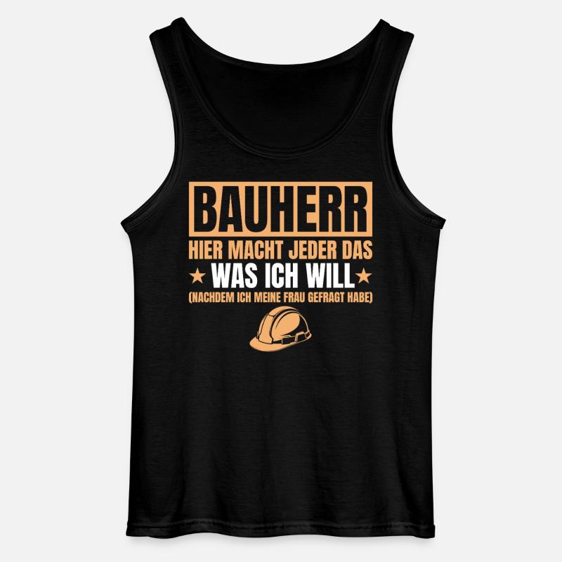 Builder Funny Gift House Construction Site - Gildan Men’s Tank Top - black