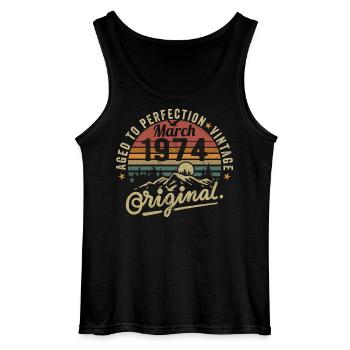 März 1974 - Gildan Männer Tank Top - Schwarz - Vorne - AI Model Male 185 dark (185cm)