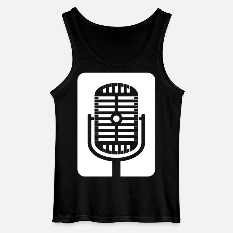 Retro-Mikrofon-Emblem - Gildan Männer Tank Top - Schwarz