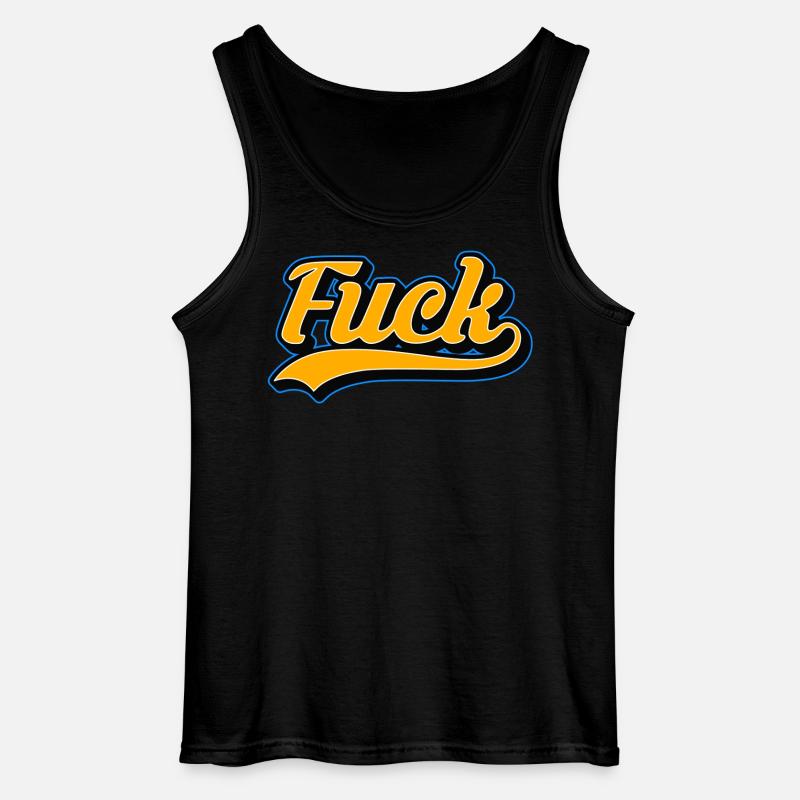 F-Word Retro Script - Gildan Men’s Tank Top - black